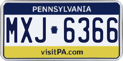 PA license plate MXJ6366