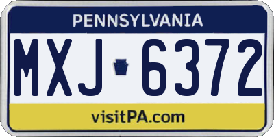 PA license plate MXJ6372