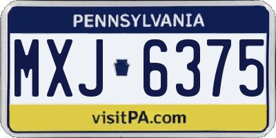 PA license plate MXJ6375