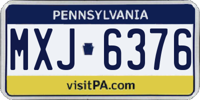 PA license plate MXJ6376