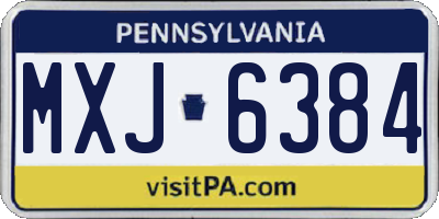 PA license plate MXJ6384