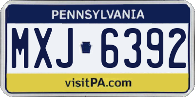 PA license plate MXJ6392