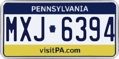 PA license plate MXJ6394