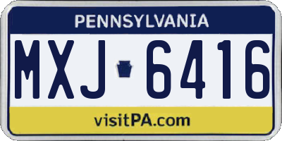 PA license plate MXJ6416