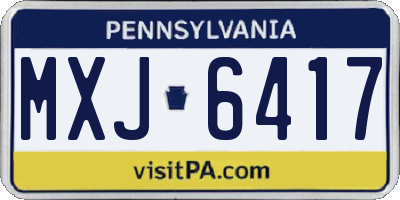 PA license plate MXJ6417
