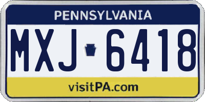 PA license plate MXJ6418