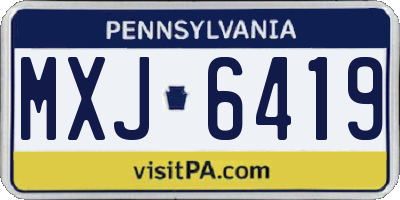 PA license plate MXJ6419