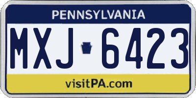 PA license plate MXJ6423