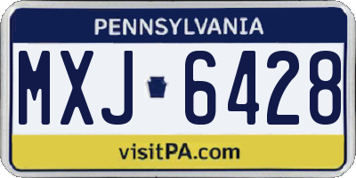 PA license plate MXJ6428