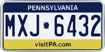 PA license plate MXJ6432