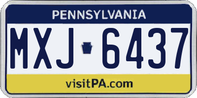 PA license plate MXJ6437