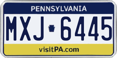 PA license plate MXJ6445