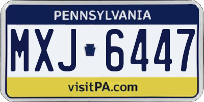 PA license plate MXJ6447