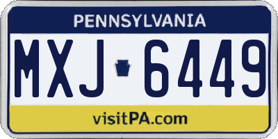 PA license plate MXJ6449