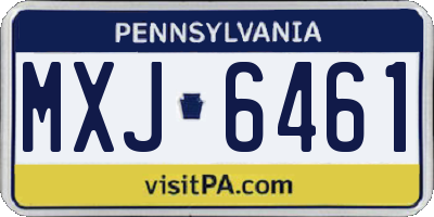 PA license plate MXJ6461