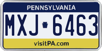 PA license plate MXJ6463