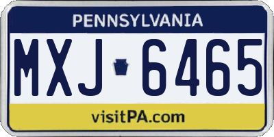 PA license plate MXJ6465