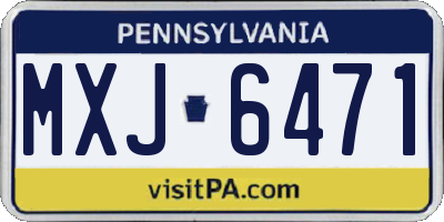 PA license plate MXJ6471