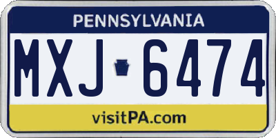 PA license plate MXJ6474