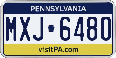 PA license plate MXJ6480