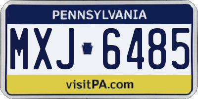 PA license plate MXJ6485