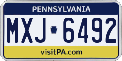 PA license plate MXJ6492