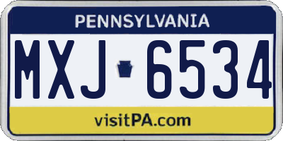 PA license plate MXJ6534