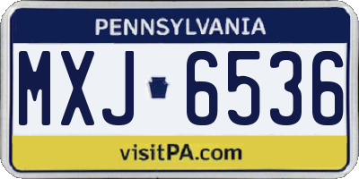 PA license plate MXJ6536