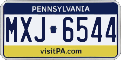 PA license plate MXJ6544