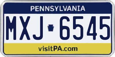 PA license plate MXJ6545