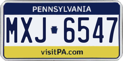 PA license plate MXJ6547