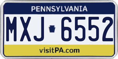 PA license plate MXJ6552