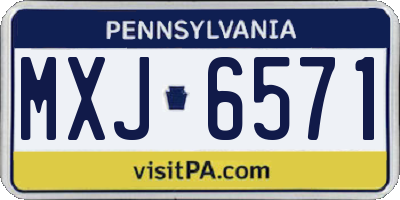 PA license plate MXJ6571