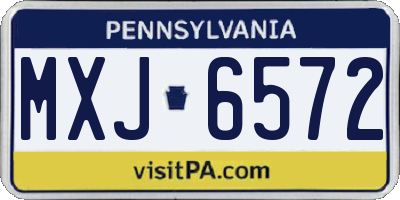 PA license plate MXJ6572