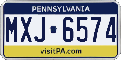 PA license plate MXJ6574