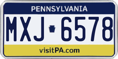 PA license plate MXJ6578