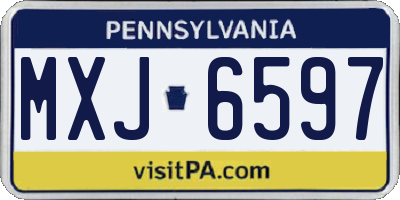 PA license plate MXJ6597