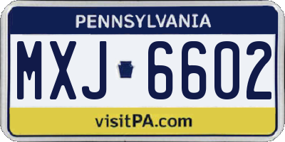 PA license plate MXJ6602