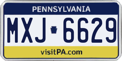 PA license plate MXJ6629