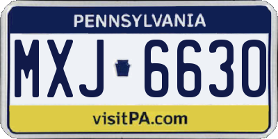 PA license plate MXJ6630