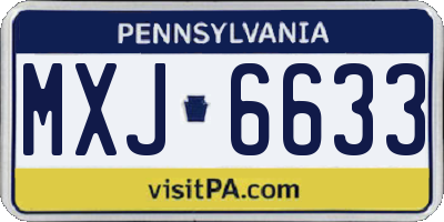 PA license plate MXJ6633