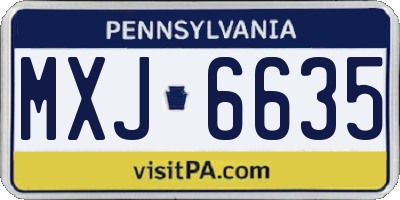 PA license plate MXJ6635