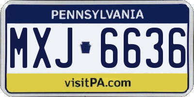 PA license plate MXJ6636