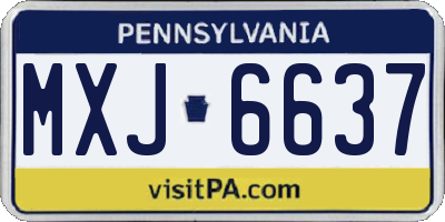 PA license plate MXJ6637