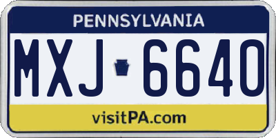 PA license plate MXJ6640