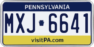 PA license plate MXJ6641