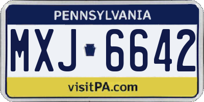 PA license plate MXJ6642