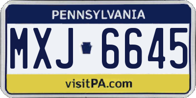 PA license plate MXJ6645