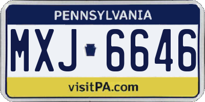 PA license plate MXJ6646