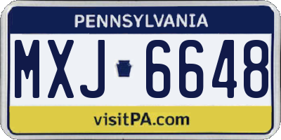 PA license plate MXJ6648